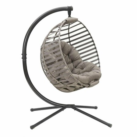 HEAT WAVE 400 lbs Modern Hanging Ball Chair with Stand 66 x 50 x 43 in. HE2965982